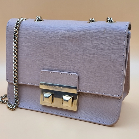 Furla Bella Mini Chain Crossbody Saffiano Leather Bag in Freesia.